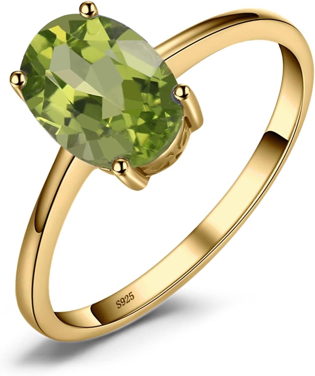 Echte Edelsteen Granaat Citrien Peridot Blauwe Topaas Amethist Ringen, Verlovingsring Belofte Solitaire Zilver 925 Dames, Zilveren Ringen Voorstel Ring Ringen, Dames Sieraden Rosé Goud