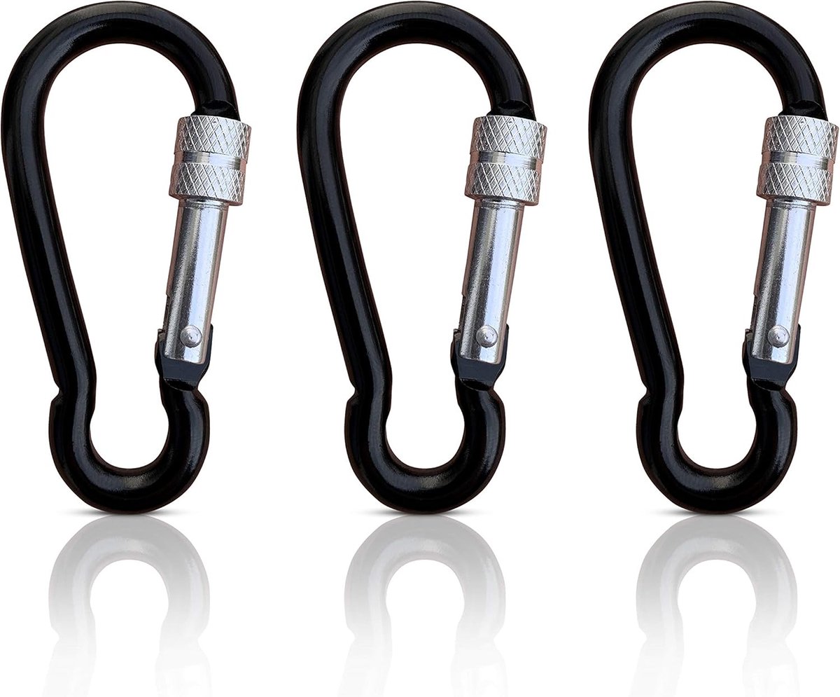 Set van 3 schroefkarabijnhaken klein - mini karabijnhaak - karabijnhaak sleutelhanger - karabijnhaak klein - karabijnhaak zwart - karabijnhaak set - sleutelorganizer - karabijnhaak