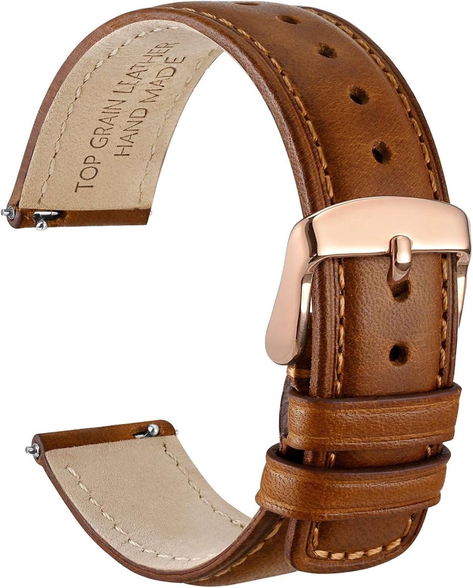 Quick Release horlogeband, verweerd echt leer, roestvrijstalen gesp, bandbreedte 18 mm 19 mm 20 mm 22 mm 24 mm