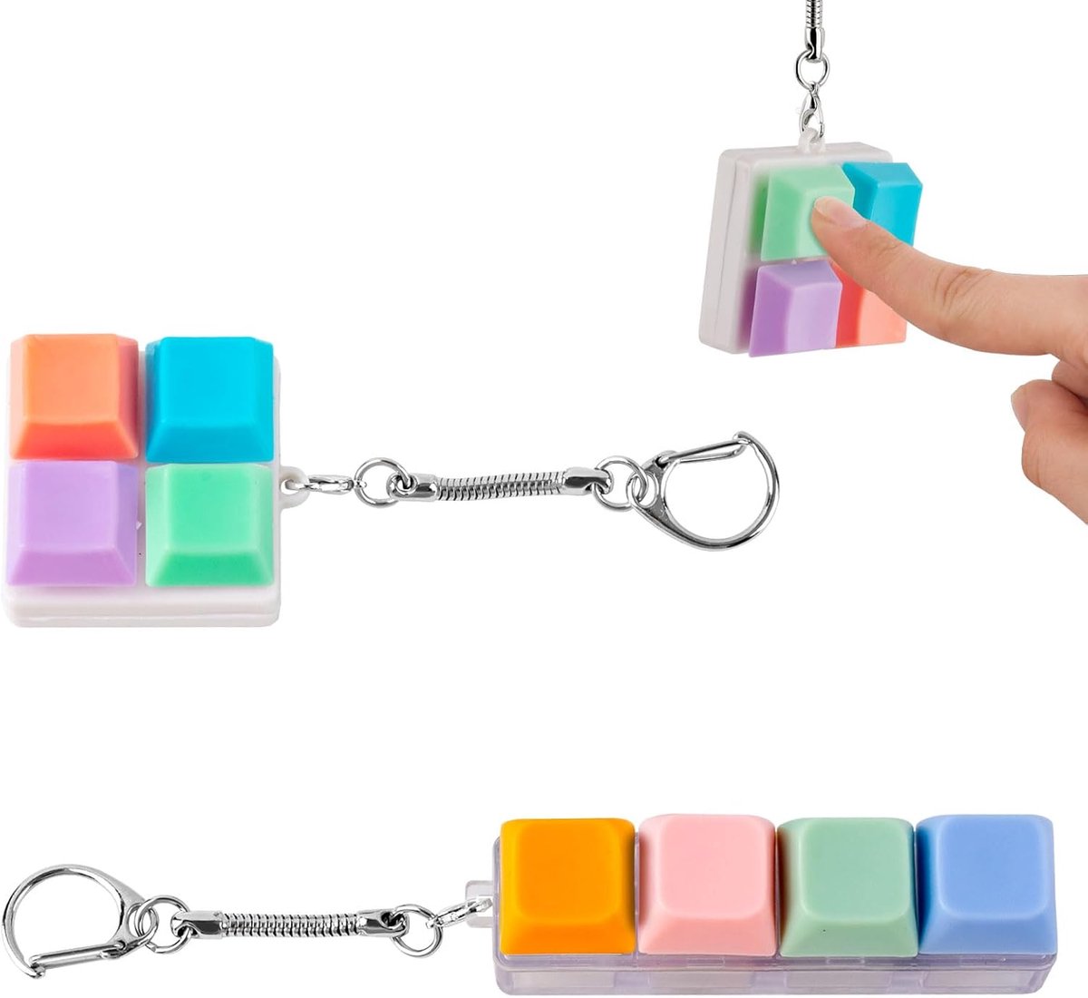 Set van 2 mini-touch-speelgoed met toetsenbord, 4 kleuren, mini-sensorisch speelgoed om stress te verlichten en tijd door te brengen