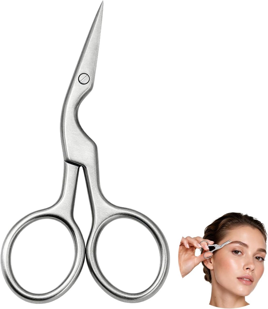Wenkbrauwschaar voor Dames, RVS Precisie Trimmen Schaar voor Wenkbrauwen en Nagelhuid, Zilver