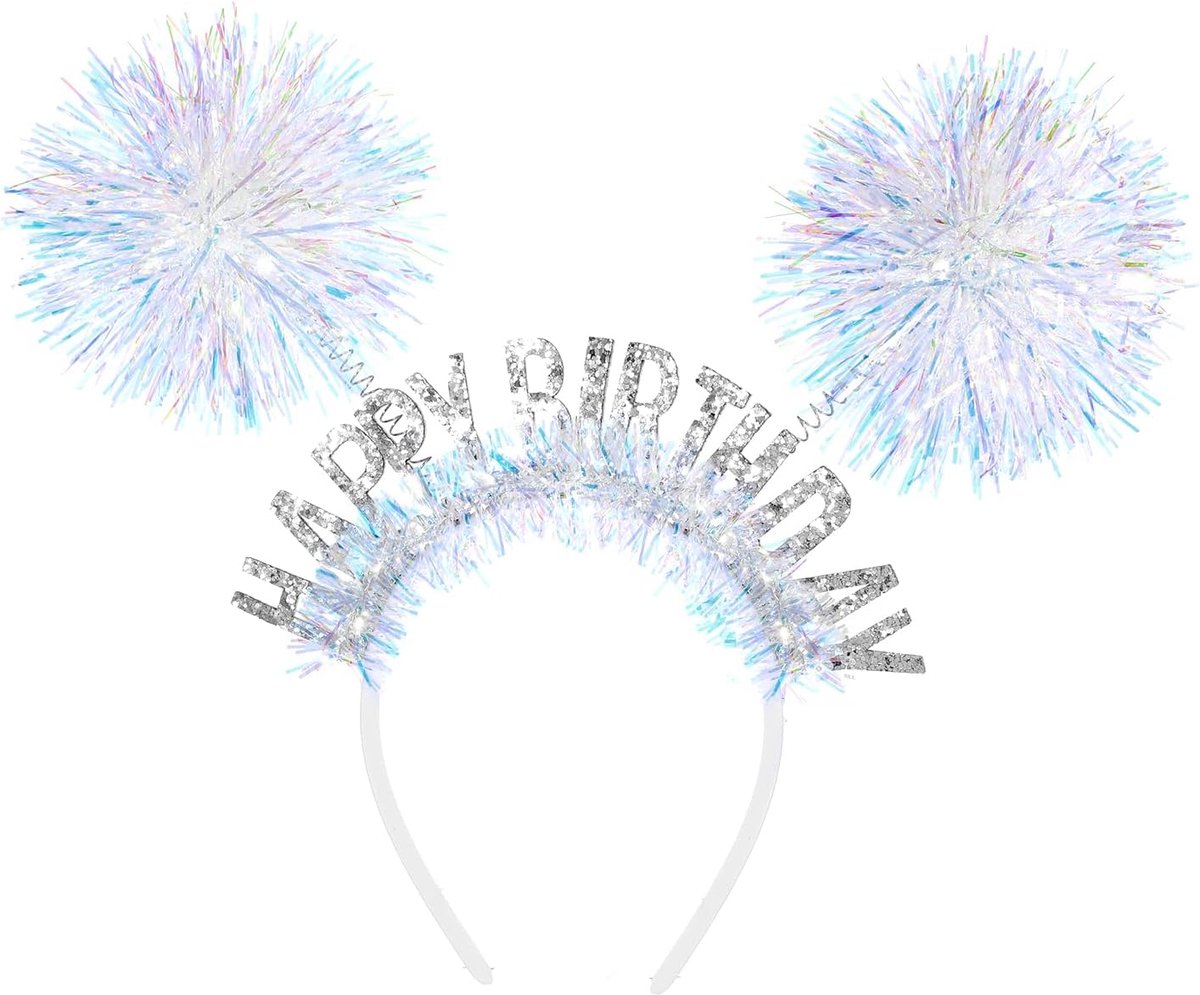 Happy Birthday hoofdband, verjaardag hoofdband voor vrouwen, verjaardagskroon, haarlus cosplay gek haar dag accessoires voor meisjes verjaardagscadeaus voor vrouwen roze accessoires (roze)