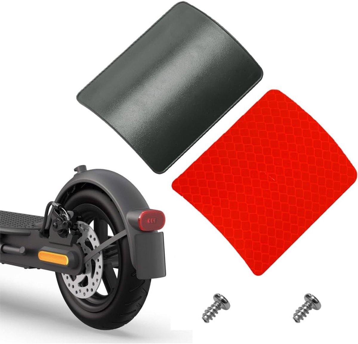 Kentekenplaathouder voor e-scooter met rode reflecterende folie, compatibel met M365 Pro2, eenvoudig te installeren, weerbestendig, stabiel en veilig