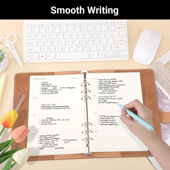 Navulpapier Weekplanner A5-180 Bladen Weekly Planner without Date 6-gaats Archiefmap 14x21cm - 100GSM Navulpapier Agenda - Navulbaar Papier voor A5 Ringband Inzetstukken — afbeelding 5