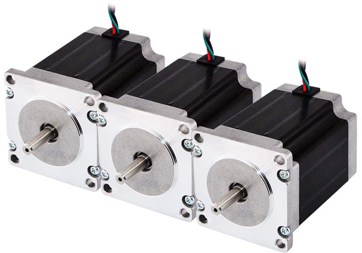 Nema 23 stappenmotor, 3 stuks, bipolair, 1,8 graden, 1,9 Nm, 3A, 57 x 57 x 76 mm, 4 draden voor 3D-printer/doe-het-zelf CNC