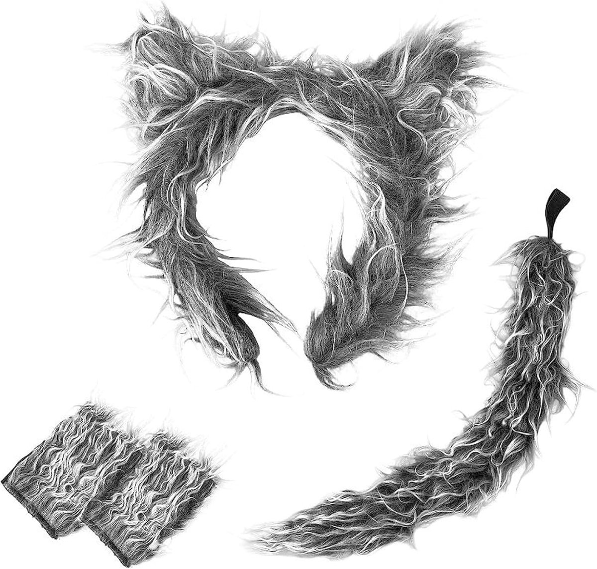 3 Stks Wolf Kostuum Accessoire Set, Leuke Dieren Oren Staart En