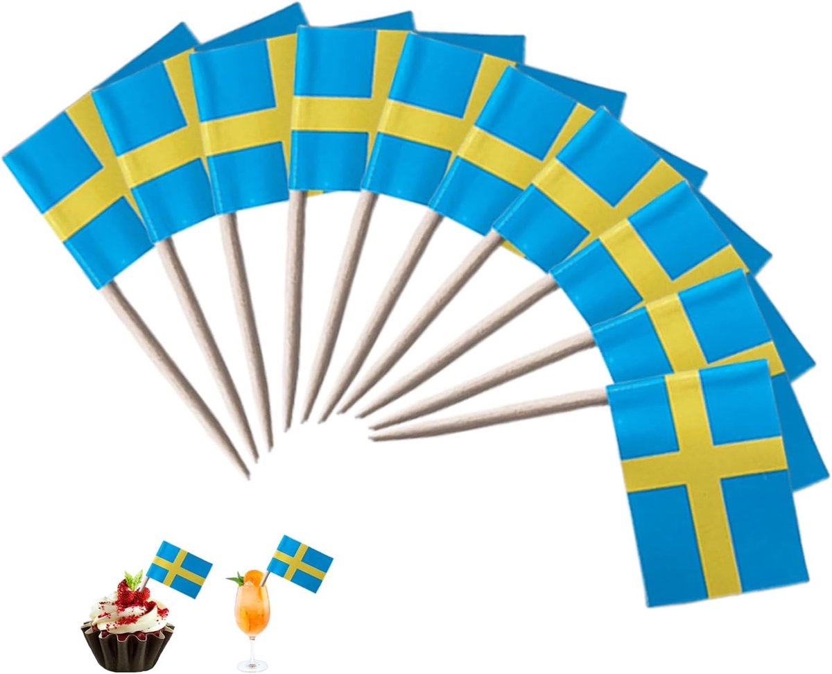 100 stuks tandenstokers vlaggen, Amerikaanse vlag, decoratie, Amerikaanse vlag, staafjes, cocktailspiesen, verschillende levensmiddelen, tandpick-vlaggen, cocktailaccessoires, party, cupcake-toppers