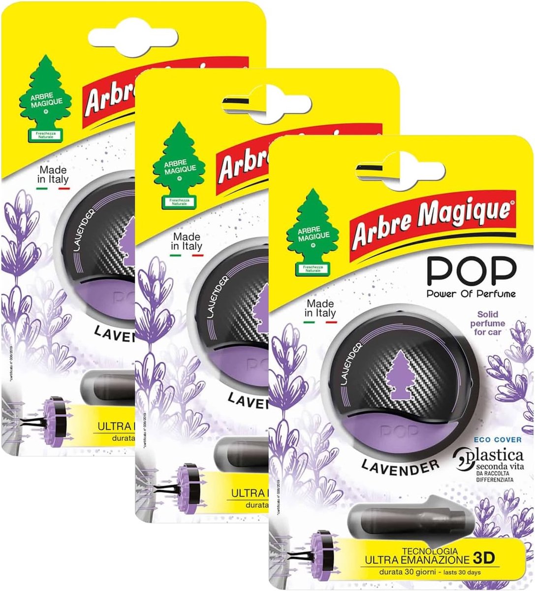 SnelShoppen - Arbre Magique Auto Geurhanger - Lavendel Geur - Langdurige Luchtverfrisser - 3D Structuur - 3 Stuks - Perfect voor Auto en Binnenruimtes