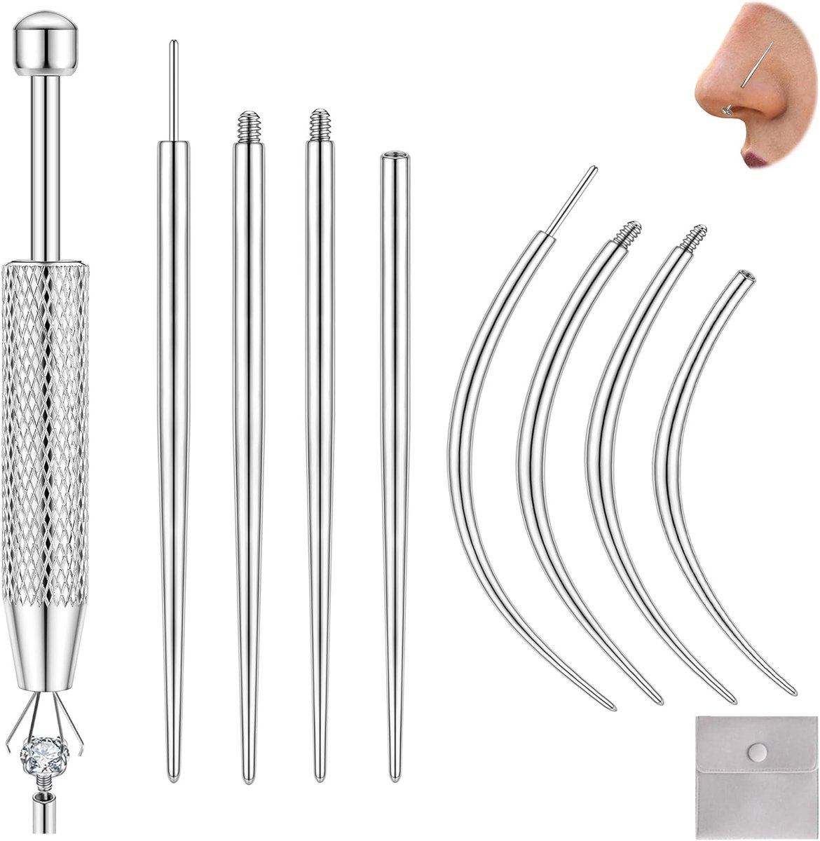 Tool Kit 14G 16G 18G 20G Body Piercing Wisselgereedschap interne / externe schroefdraad/push-in-piercing threader tool voor oor/neus/navel/lip