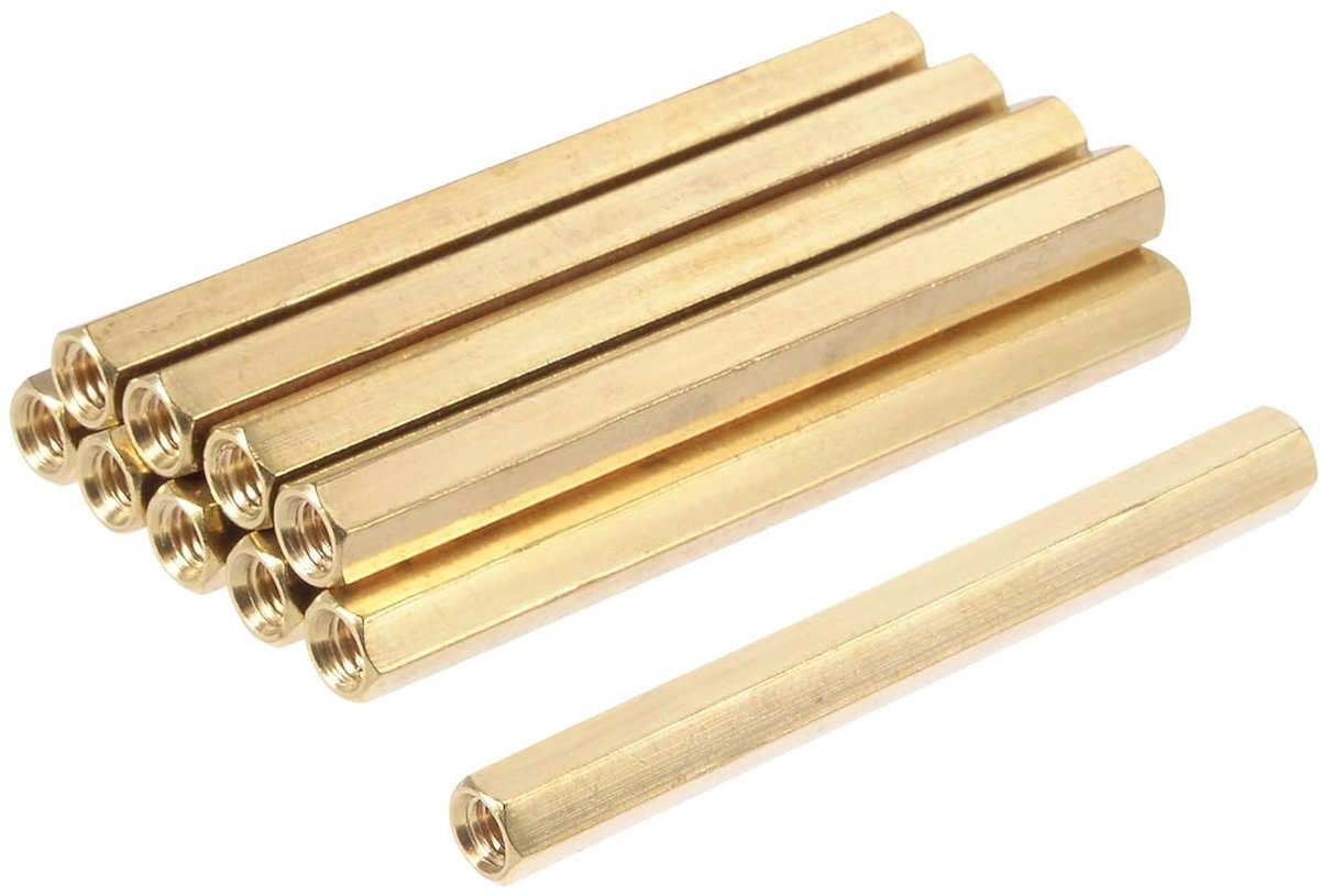 x 60mm Female Threaded Brass Hex Standoff Pillar Spacer Nut 10pcs