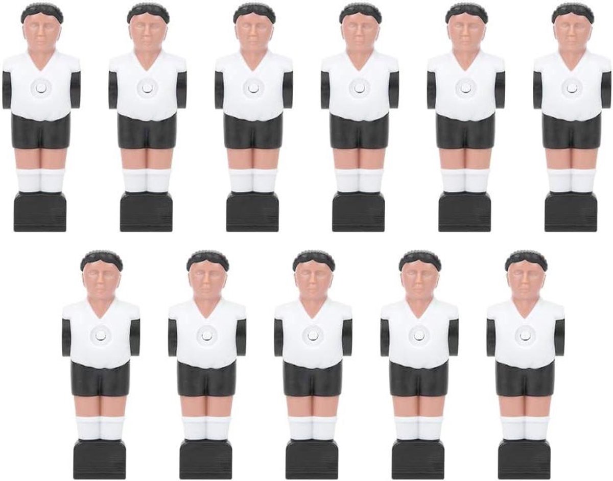 Tafelvoetbalspelers Vervanging - Tafelvoetbalmannen Set - Tafelvoetbal Spel - Toernooistijl Ontwerp - 11 stuks - Wit met Zwart Haar