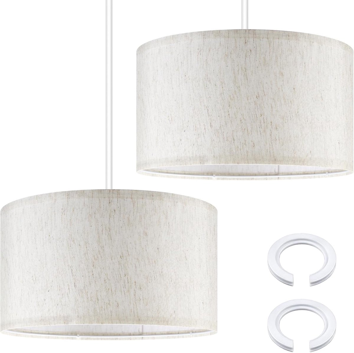 Lampenvoet met lampenkap 35 x 20cm - linnen - warm licht - voor tafel- en vloerlamp - ShopVlot