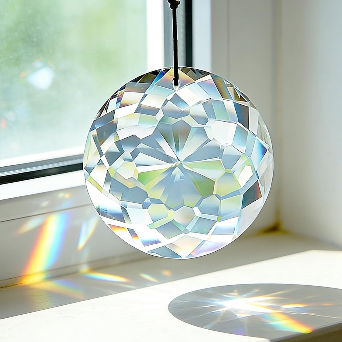 SnelShoppen - Bauhinia Crystal Hangende Zonvanger Kristal 85mm Rond Groot Raampraal Raamdecoratie Prijs voor Zonnig Licht en Regenboog Effecten