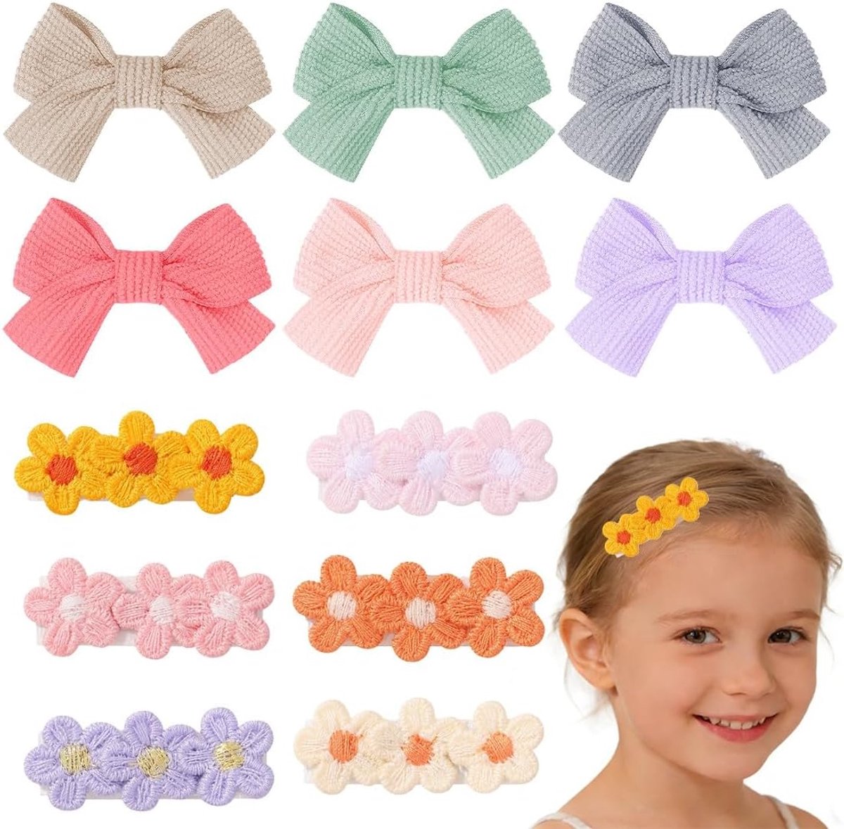 SnelShoppen - 12 Stuks Baby Haarspeldjes Bloemen Haarspeldjes Schattige Antislip Haarclips Voor Kinderen Meisjes Lichtgekleurde Haaraccessoires Voor P