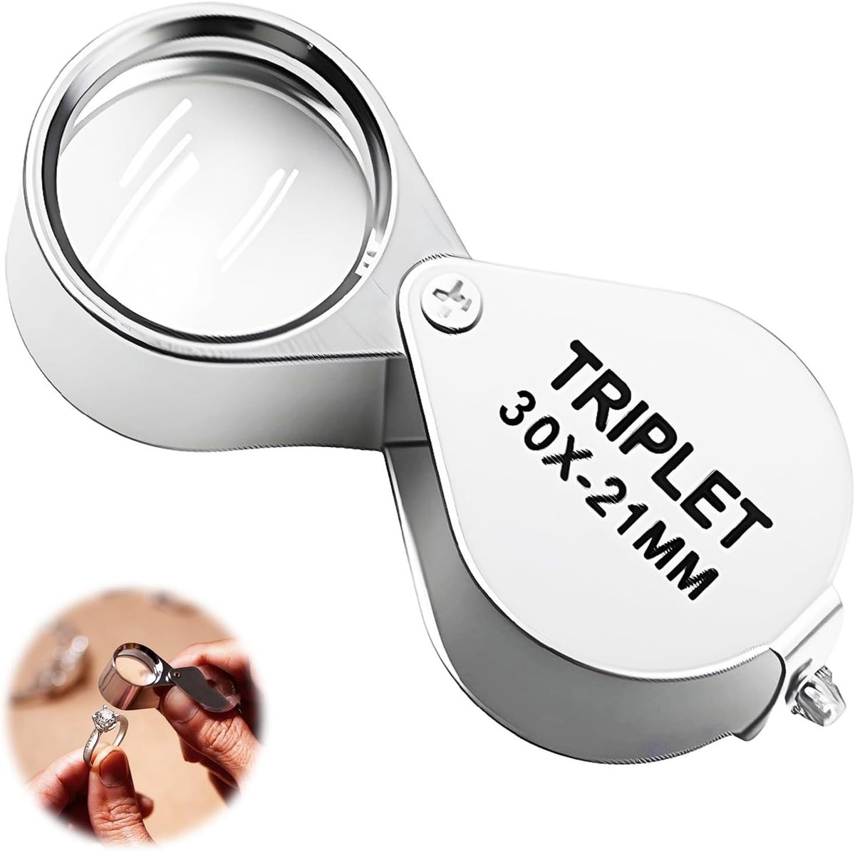 Professionele opvouwbare loep met 30-voudige vergroting voor diamanten, sieraden, munten en postzegels, ideaal voor nauwkeurige valutaherkenning en markering