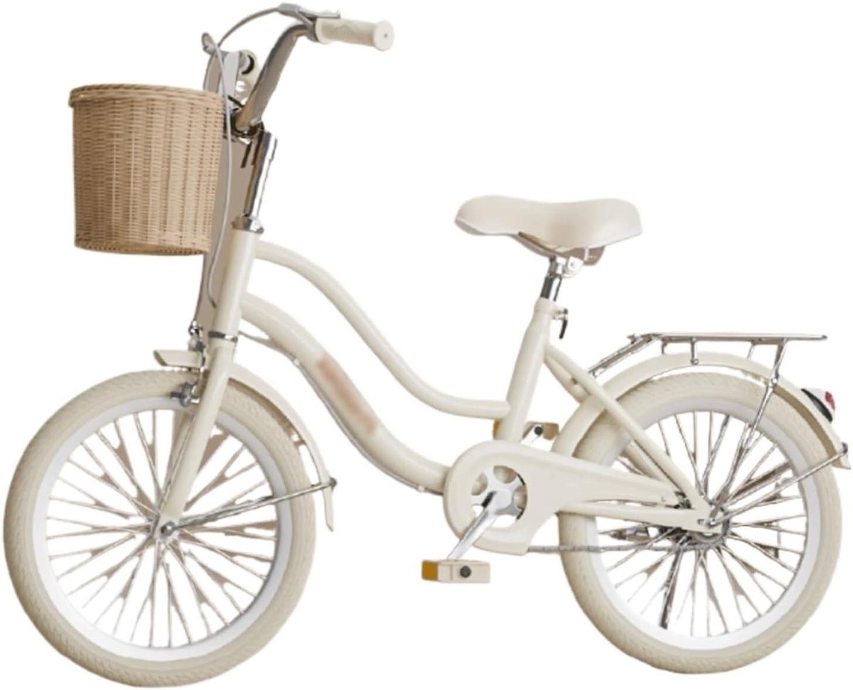 Kinderfiets Meisjesfiets Rijfiets Leren Fietsen Terugtraprem 16 inch Beige