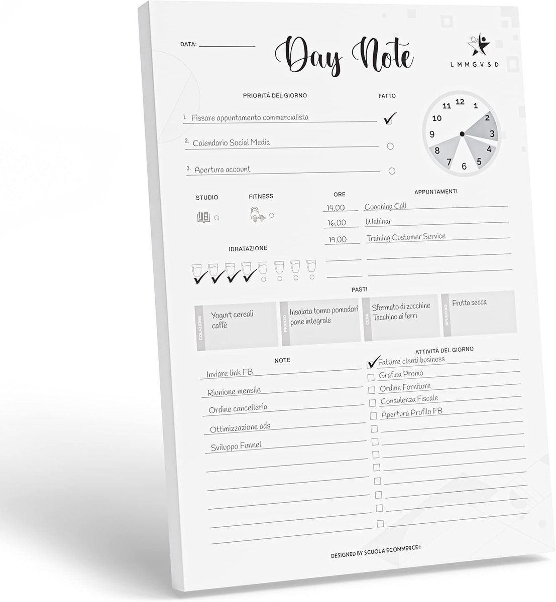 SnelShoppen - Daily Planner Dag Notities A4 – 60 Afneembare Bladen voor Dagelijkse Planning, Professionele en Persoonlijke Transformatie, Ideaal voor