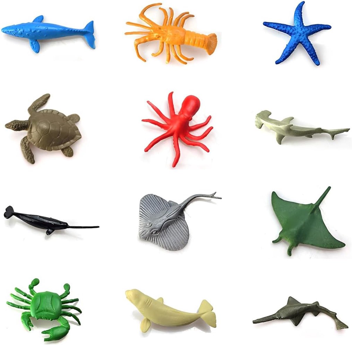 12 Pezzi Animali Giocattolo Per Bambini, Design Realistico Impermeabile, Giocattoli Di Squalo Per Spiaggia E Vasca Da Bagno (Plastica)