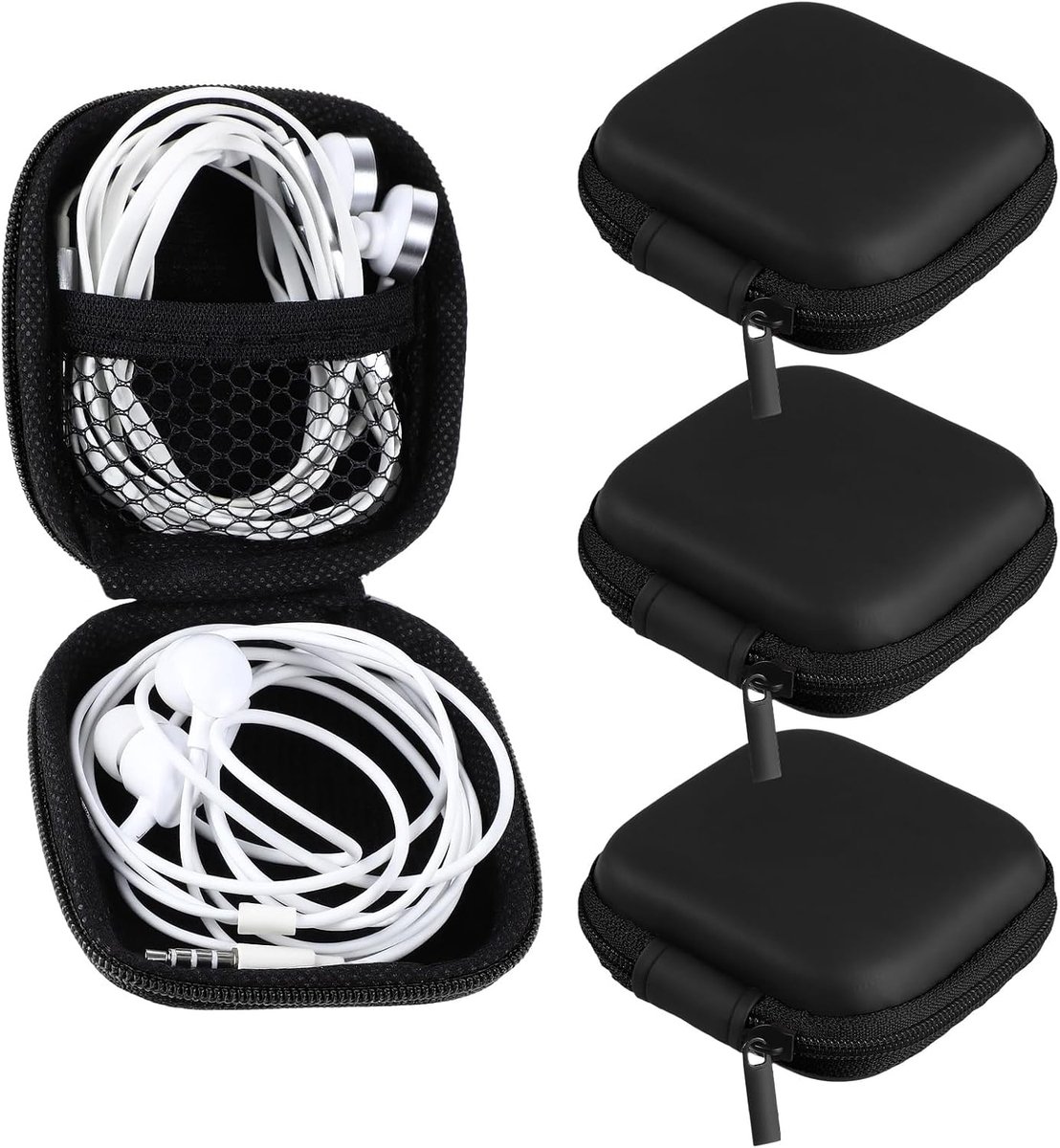 3 stuks mini-hoofdtelefoontas, hoofdtelefoontas, case, mini-hoofdtelefoonhoes, hoofdtelefoon, beschermtas, headset opslag voor in-ear oordopjes, bluetooth, U-schijf, SD-kaarten