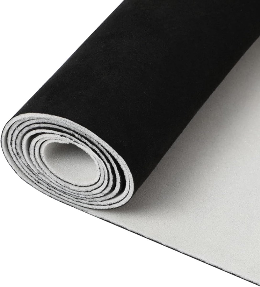Stof, suède, autohemelstof met 4 mm schuimrubberen rugmateriaal, suède headliner-stof voor auto's, thuis, caravan, boot, doe-het-zelvers, vervangende reparatie (zwart, 200 x 150 cm)
