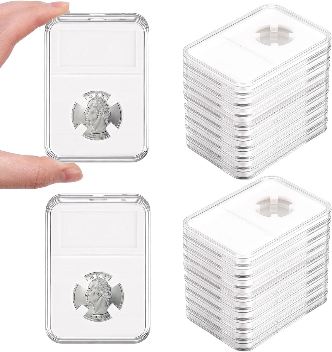 40 stuks 38 mm muntplaatjes presentatiehouder zilveren dollar munthouder transparant acryl opbergdoos voor Morgan Peace IKE Silver Liberty Barber Standing Liberty Quarters