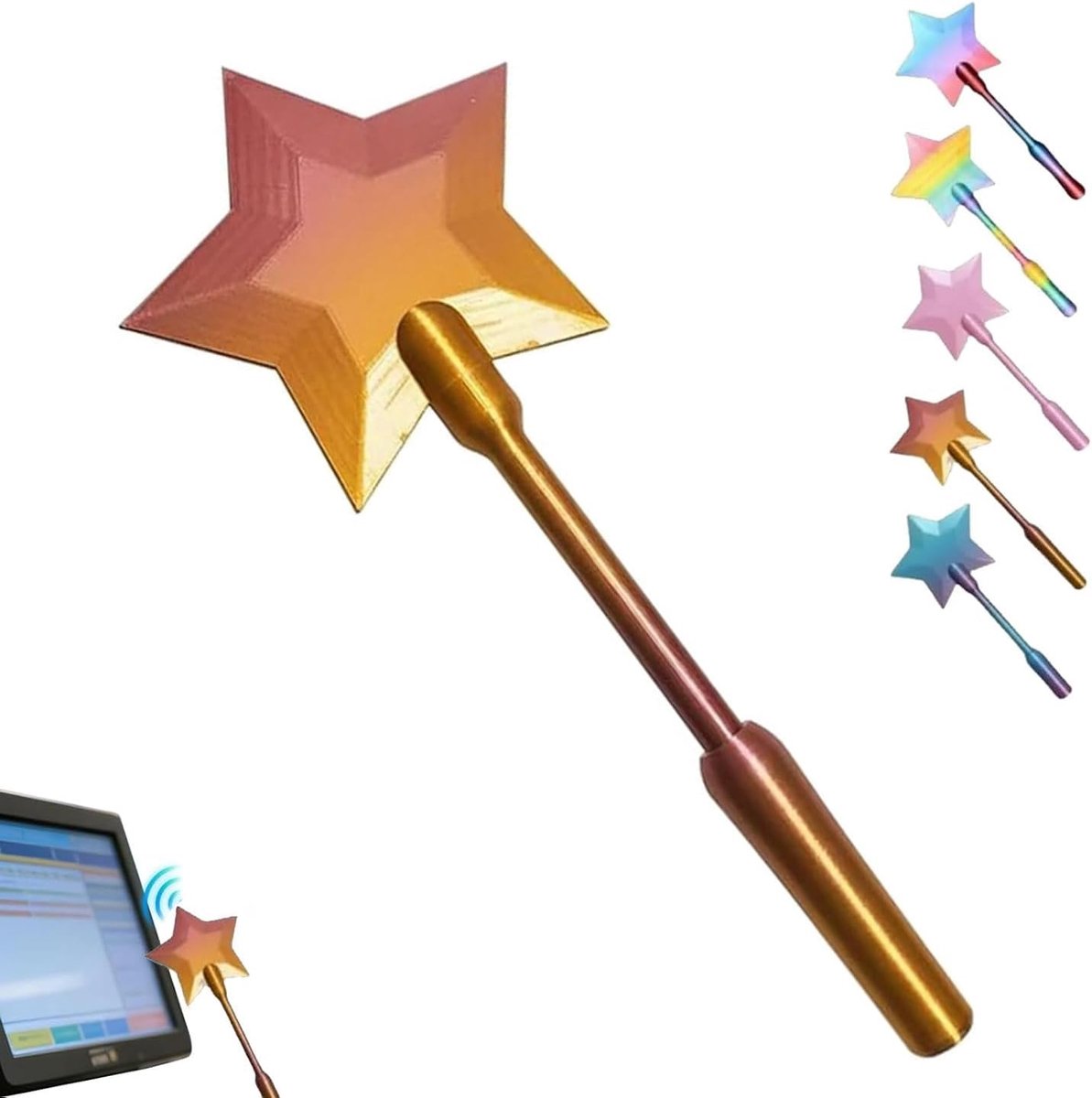 3D bedrukte creditcard toverstaf Tap To Pay, creditkaarten toverstaf, Magic Fairy Wand kaarthouder, Star Wands contactloze betaalkaarthouder, creatieve contactloze betaalkaarthouder (roségoud)
