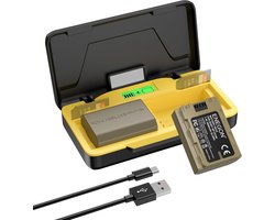 Snelle 20W Oplader voor NP-FZ100 met Dubbele Opslag en 2 Batterijen (2 x 3000mAh) - Geschikt voor Sony A7IV, A7III, A7R IV, A7R V, A9, A9R, A6700, A6600, FX3, FX30 - LCD Display en 7.4V USB-C Snelladen voor Camera Batterijen