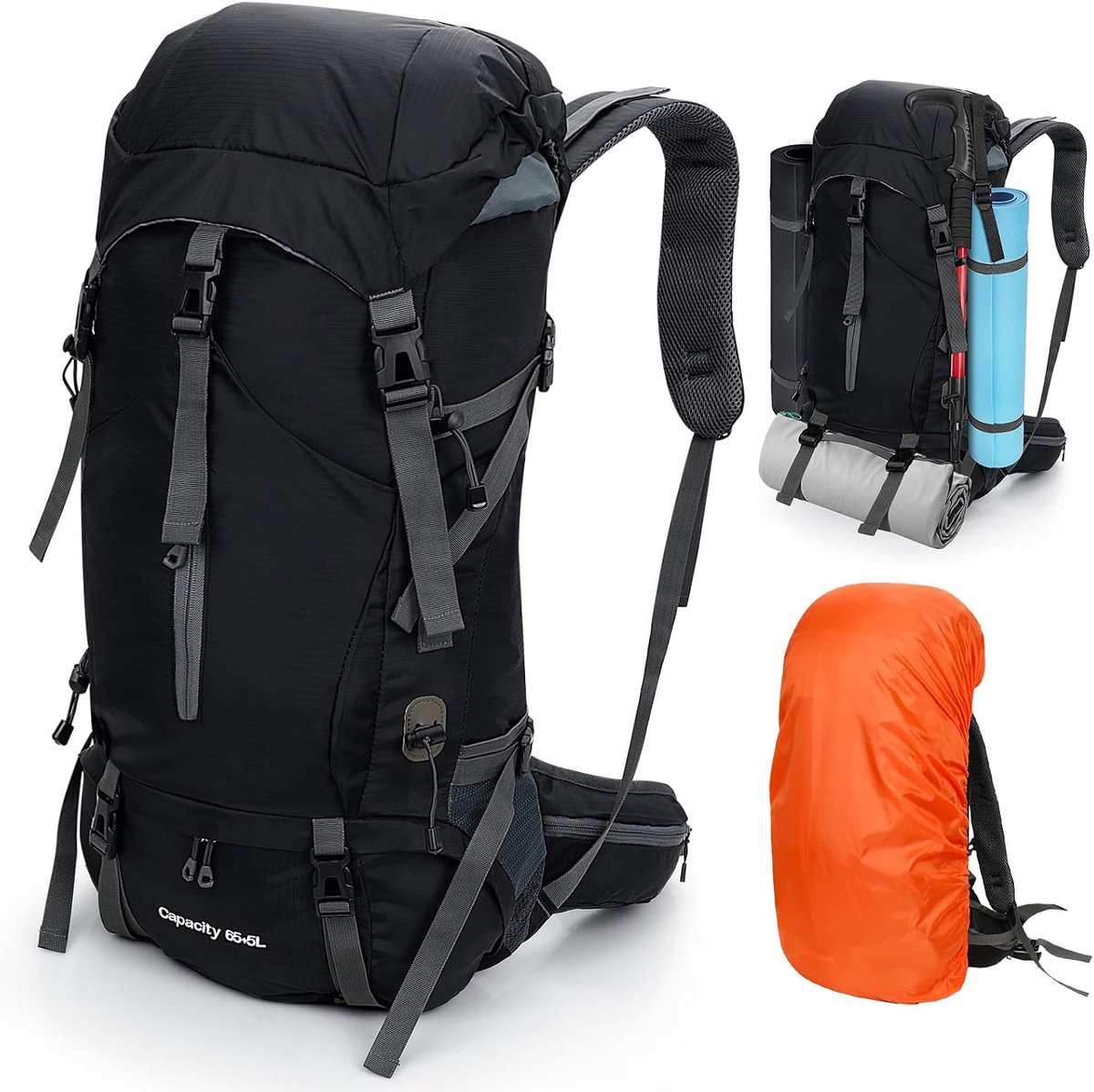 Unisex Dsb001 Wandelrugzak, Zwart, Large, Zwart, Large