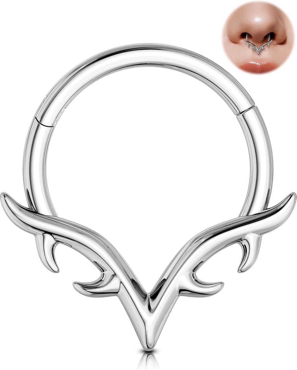 16 g gouden septumpiercing, V-vormig septumsieraad, lemmetvleugel, daith-oorbel 316L chirurgisch staal, zilveren neuspiercing, helix, daith, tragus, conch-piercing sieraad voor dames, 8/10 mm