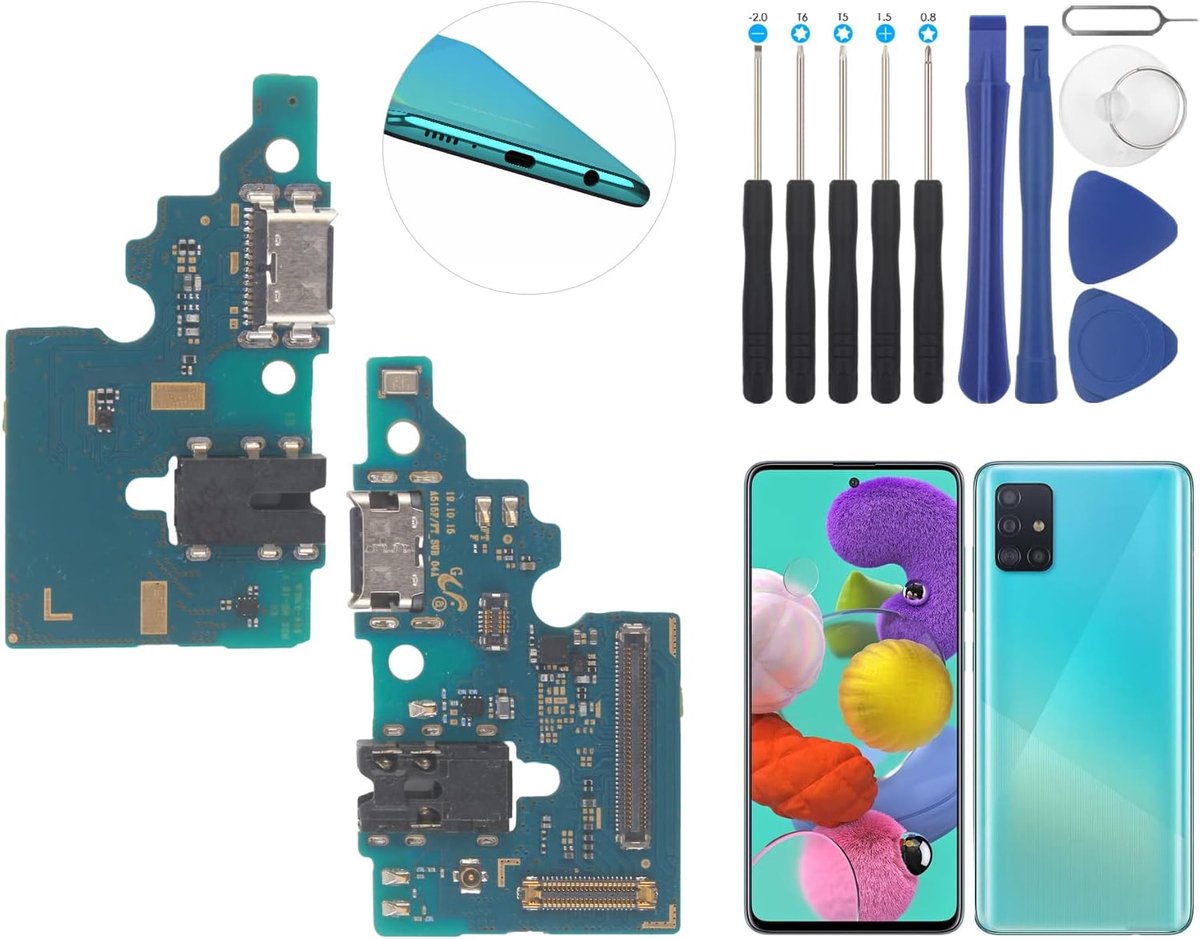Oplaadaansluiting compatibel met Samsung Galaxy A51 USB dock connector voor Samsung Galaxy A51 A515F flexibele kabel oplaadpoort oplaadbus vervanging