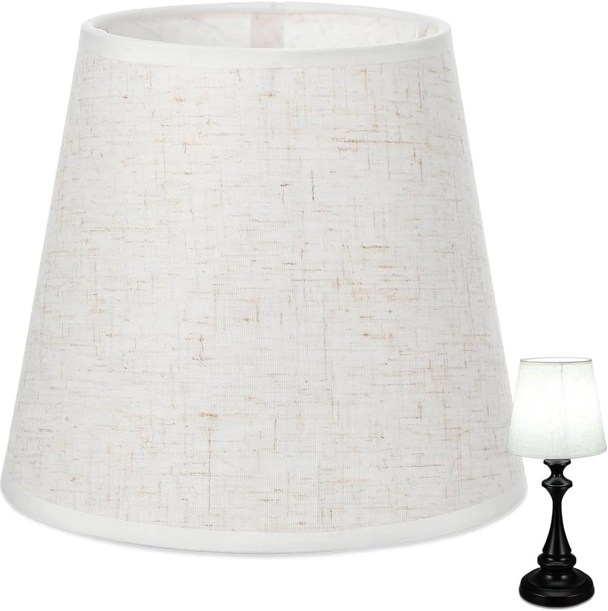 Stoffen lampenkap, E27-fitting, tafellampenkap, lampenset voor staande en bedlampjes, voor woonkamer, huis- en kantoordecoratie (beige)