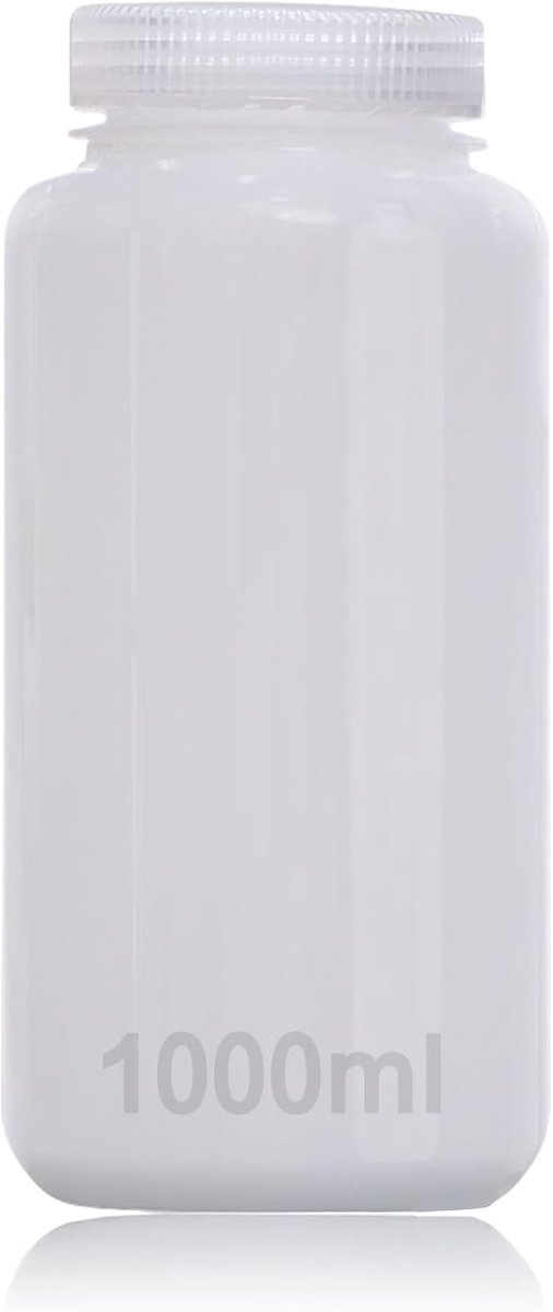 Breedhalsfles 1000ml Kunststof Fles Lege Laboratoriumsfles Lekvrij Doorschijnend van HDPE-fles met Brede Opening voor Pillenflessen Watermonsterflessen