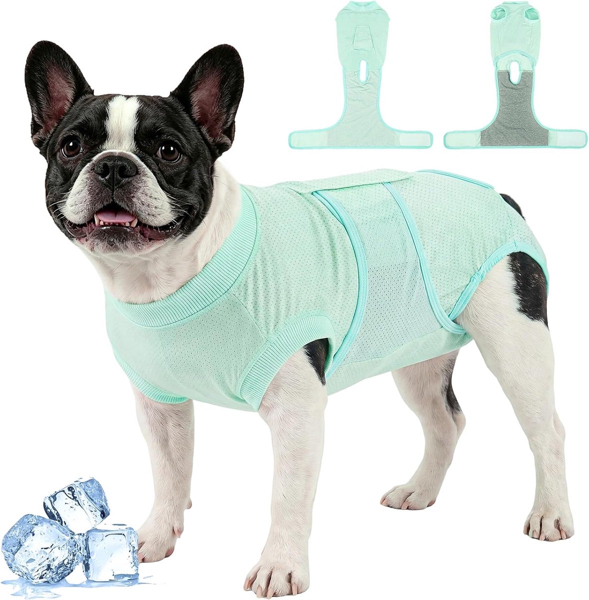 Kuoser OP Body Hond, Ademende Hondenbody voor teef & hond, groen, M | Verkoelende hondenbody, licht en ademend, beschermt wonden tegen likken en krassen en is ideaal voor herstel in de zomer.