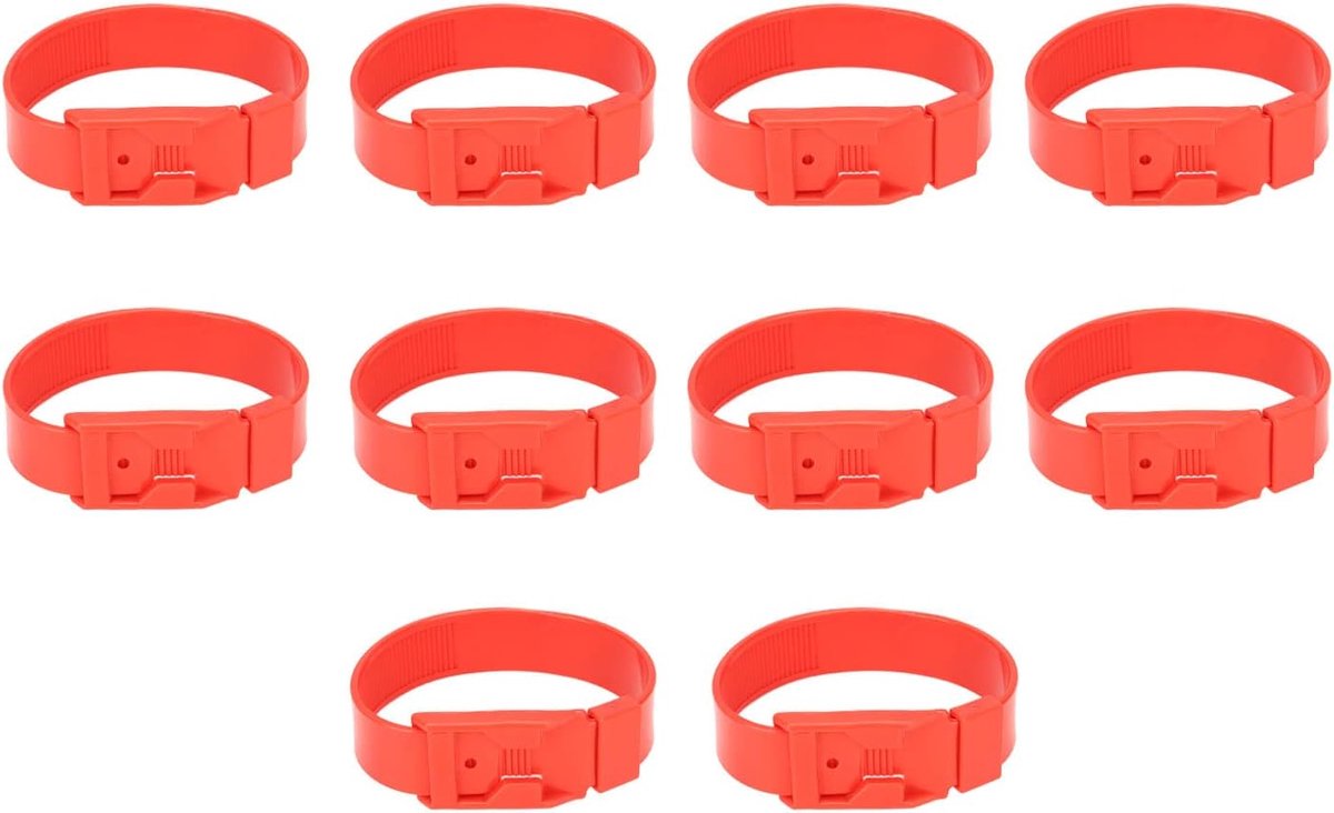 SnelShoppen - 10 Stuks Geitenhalsband Schapen Identificatiebanden voor Veeteelt Markering en Monitoring PU Materiaal, Lichtgewicht 14" Rood