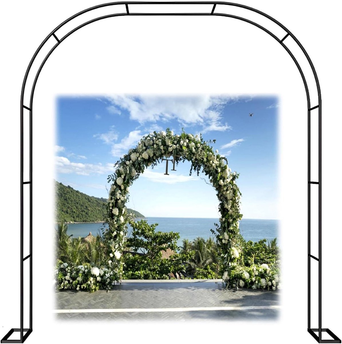 Rozenboog Metaal - Tuinboog Klimplanten - Decoratieve Entree - Verstevigd Vierkant Metaal - W350xH220cm - Wit