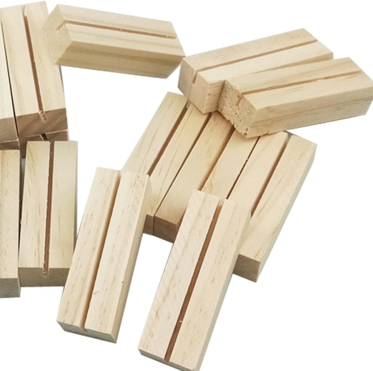 SnelShoppen - 20 Stuks Houten Kaarthouders, Foto-/Menu Kaarthouders voor Feest, Restaurant, Bruiloft en Banquet, 7x2.3x1.7 cm, Tijdloos Design