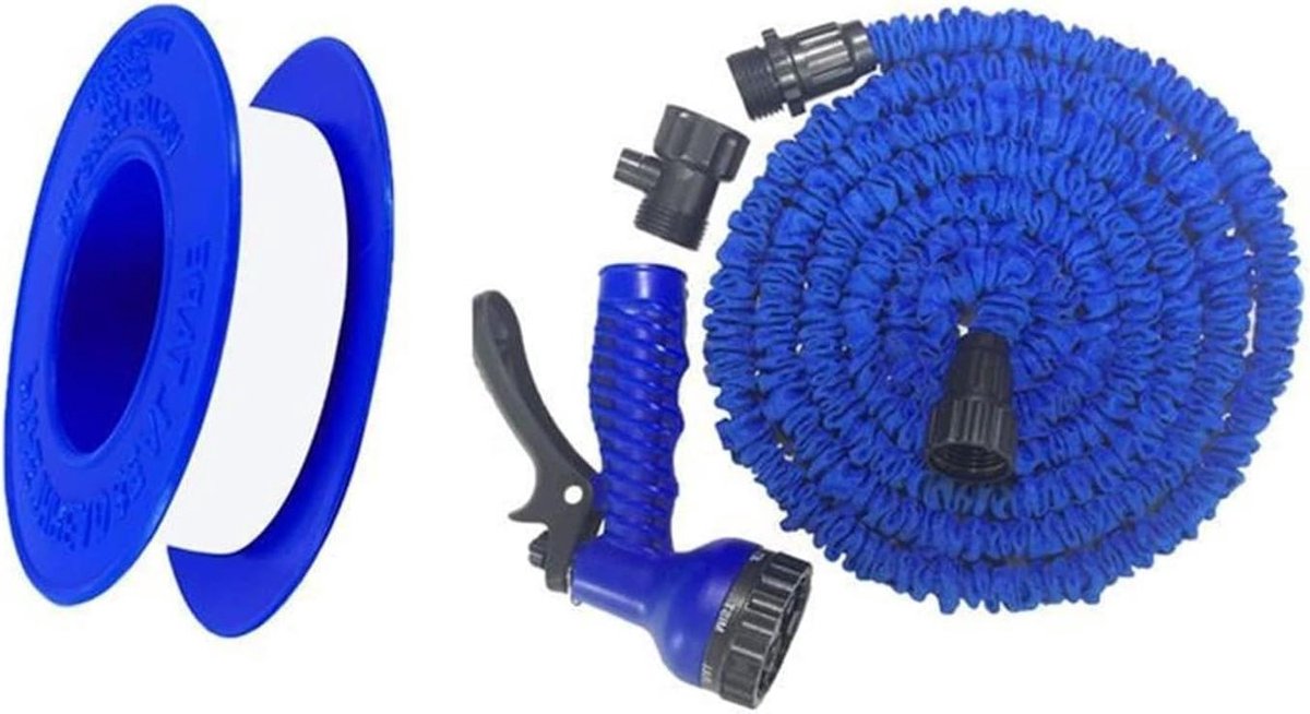 Tuinslang Uitbreidbaar - Flexibele Waterslang - Tuin Besproeien - Snel Koppelen - 30 meter - Blauw