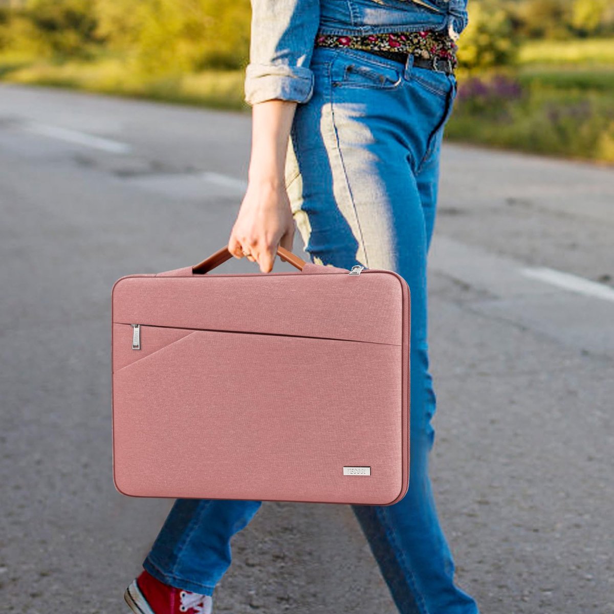 SnelShoppen - 13 Inch Laptop Sleeve Tas voor MacBook Air 13, MacBook Pro 13, iPad Pro/Air, Surface Pro - Roze, Bescherming, Waterafstotend, Draagbaar,