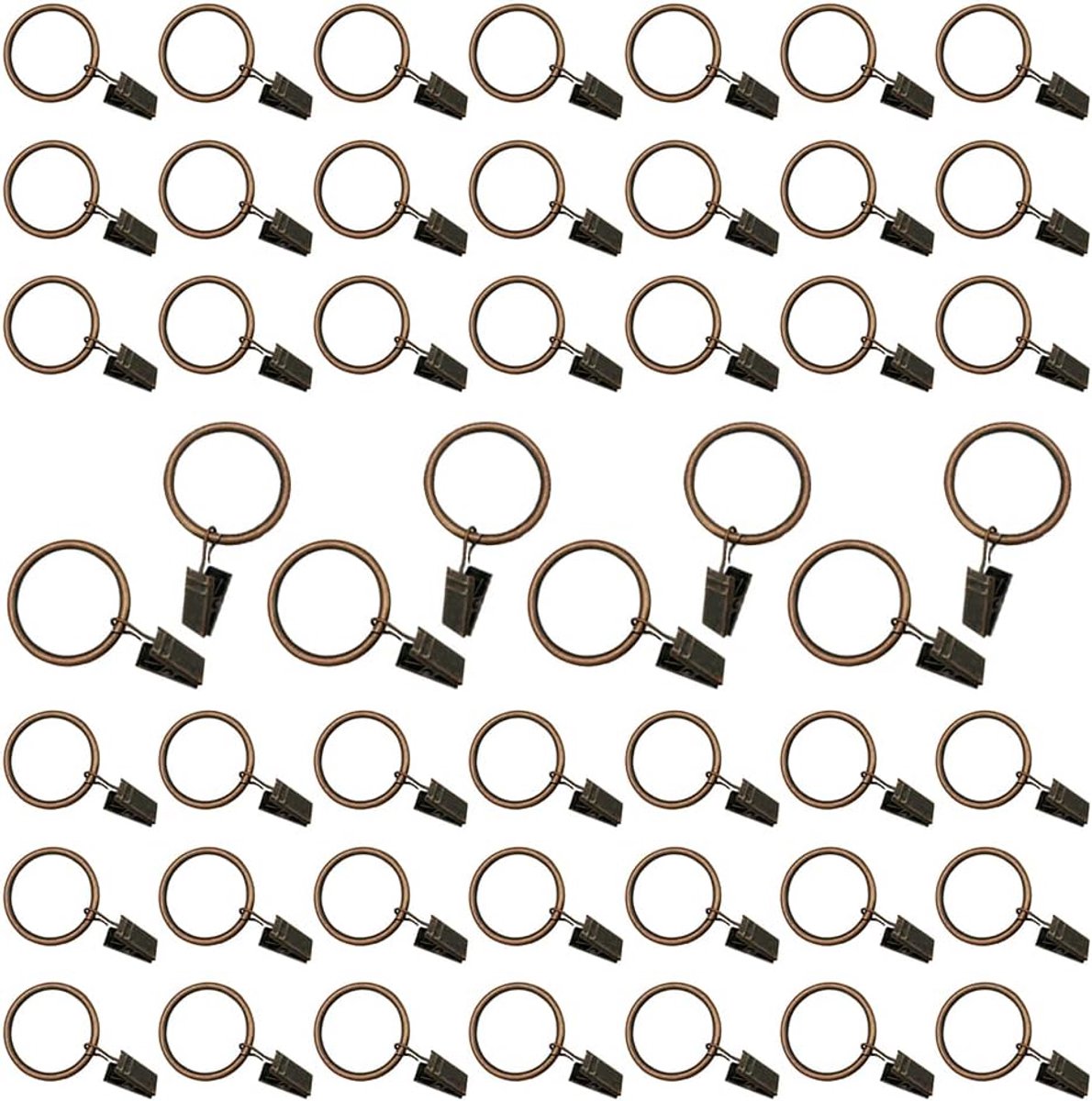 Gordijnringen met Clips 50pcs - 25mm RVS Metalen Ring - Wavy Design - Voor Zware Gordijnen - ShopVlot