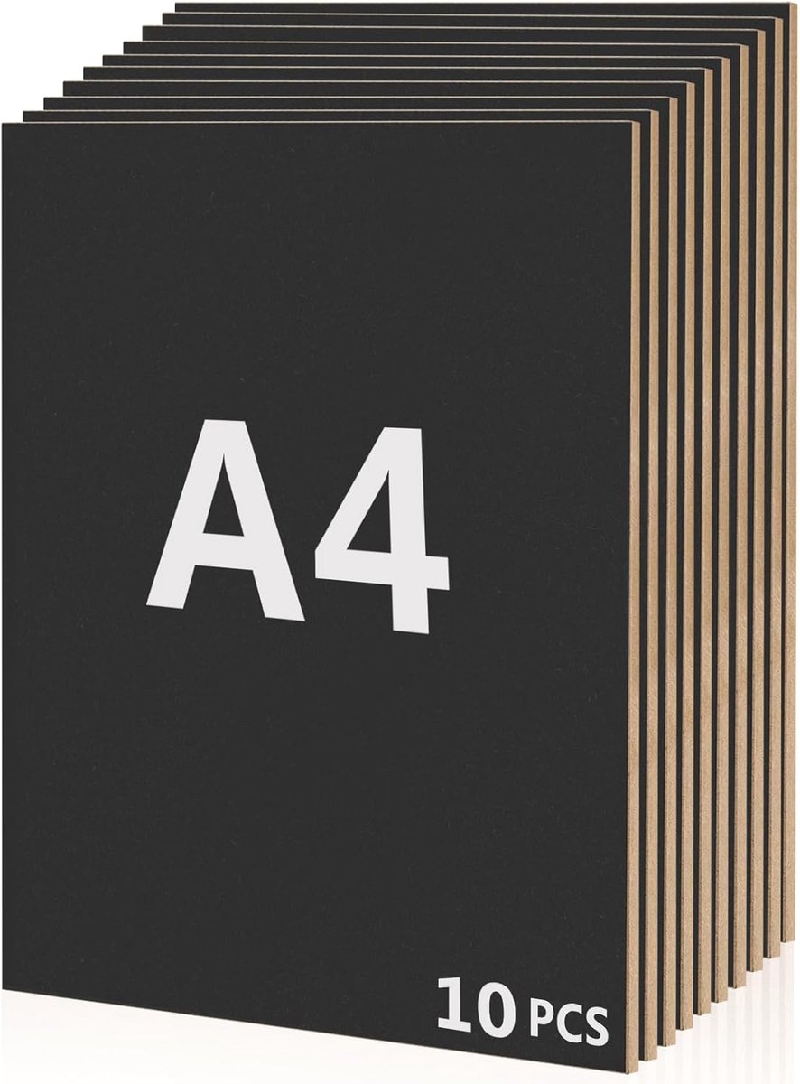 SnelShoppen - Pack van 10 A4 MDF Panelen, 300 x 210 x 3 mm, Dunne Houten Panelen voor Creatief Werk, Plywood voor Lasergraveren, Vernissen en Decorati