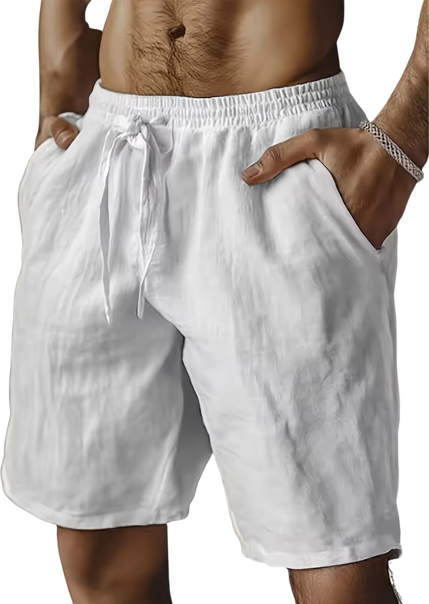 Currero Korte Broek Heren Golfbroek Spijkerbroek met Zakken Volwassenen Jongens Shorts Wit