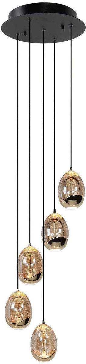 Highlight Hanglamp Golden Egg 5 lichts Ø 30 cm amber-zwart