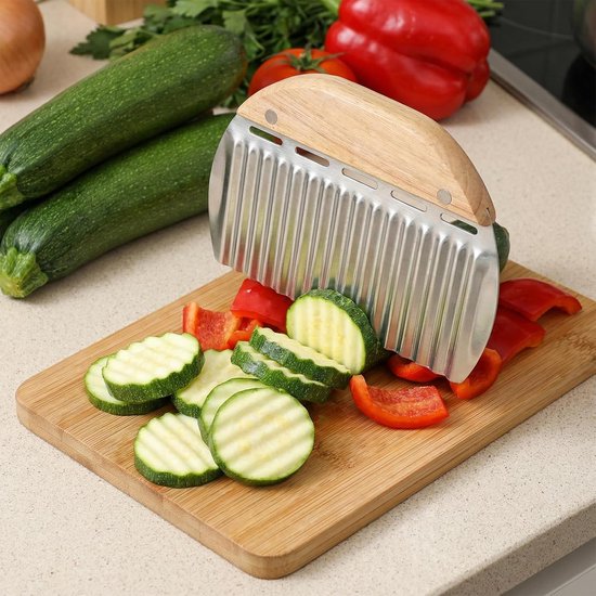 2 stuks deegschraper roestvrij staal, deegkaart met houten handvat en schaal, golfvorm keukenschraper, 15 cm deegsnijder roestvrij staal voor het snijden van deeg, brood, cake, groenten — afbeelding 3