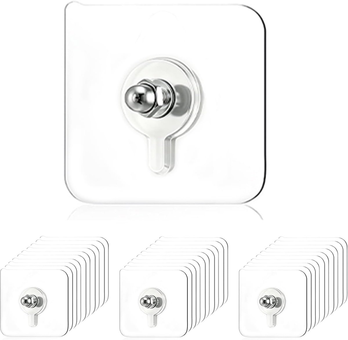 30 stuks zelfklevende schroeven, extra sterk, fotohaken, zelfklevende nagels, transparante plakhaken voor fotolijsten, zonder boren, wandbevestiging voor badkamer, douche, keuken, bergruimte