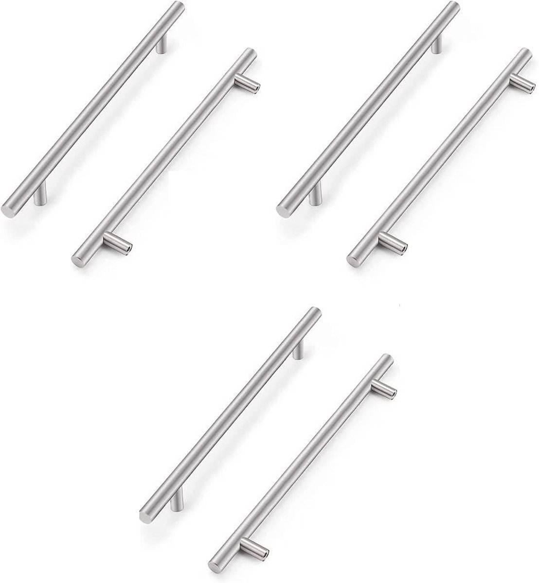 Set van 6 Keukenladen Handgrepen in Geborsteld RVS - T-Bar Deurgrepen voor Meubels en Kasten (160mm)