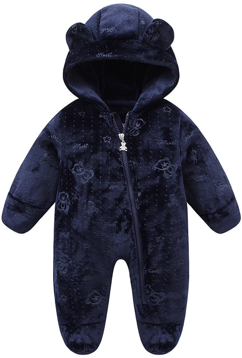 Omgoods - Fleece Baby Snowsuit met Kap voor Jongens en Meisjes 0-12 Maanden