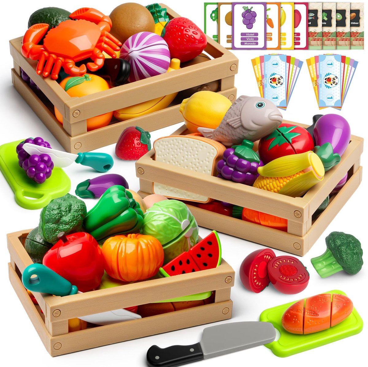 Omgoods - Educatieve Speelgoed Keuken Set met 26 Stukjes Voedsel
