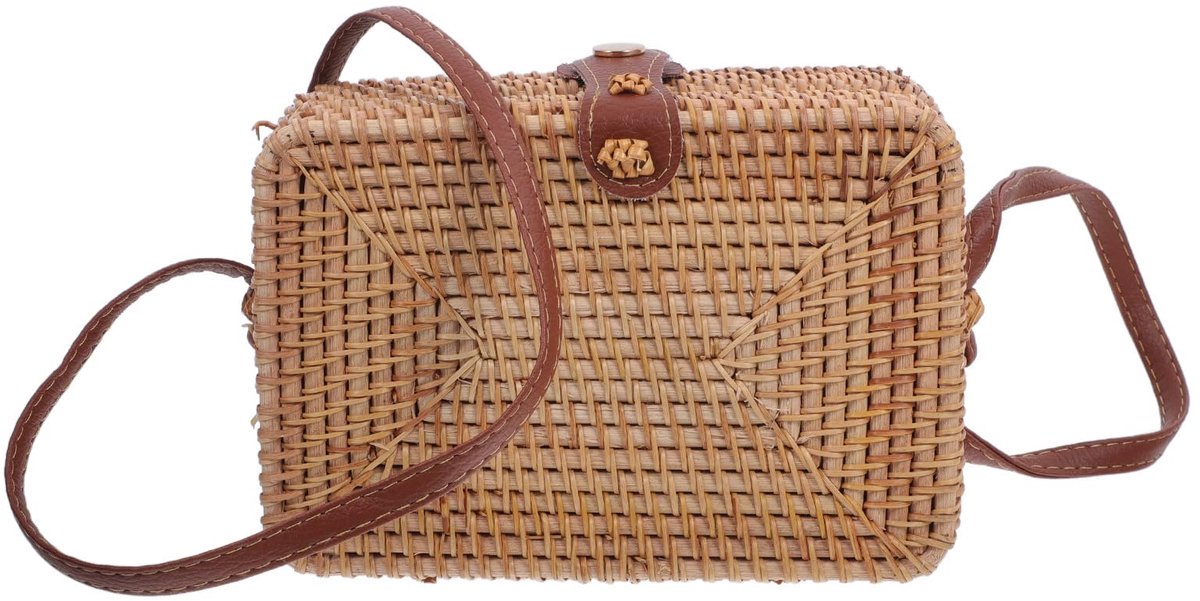 Omgoods - 2 Stuks Rieten Handtas - Boho Woven Strandtas en Schoudertas