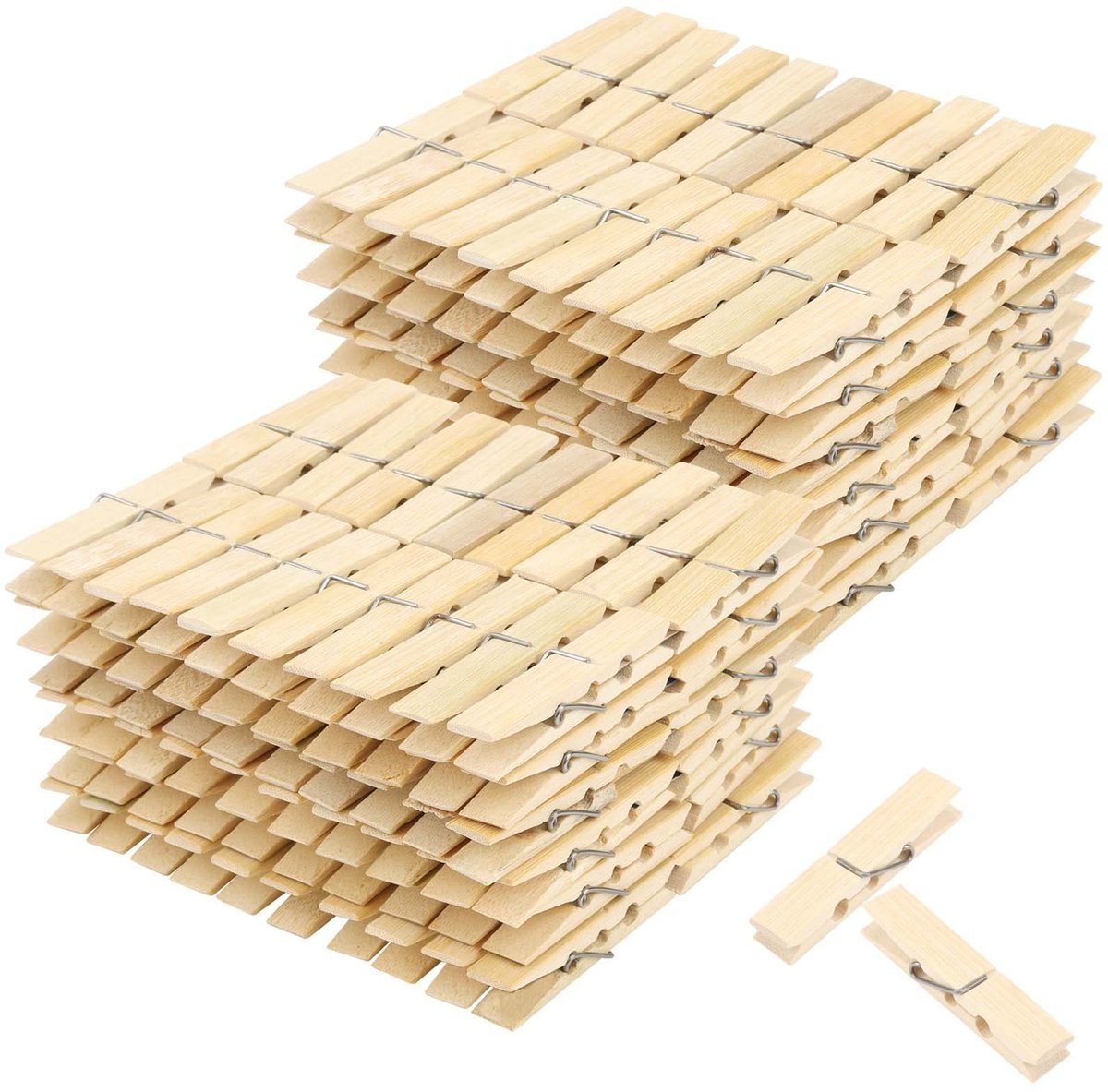 Omgoods - 200 Stuks Bamboe Klemmen voor Kleding en Decoratie