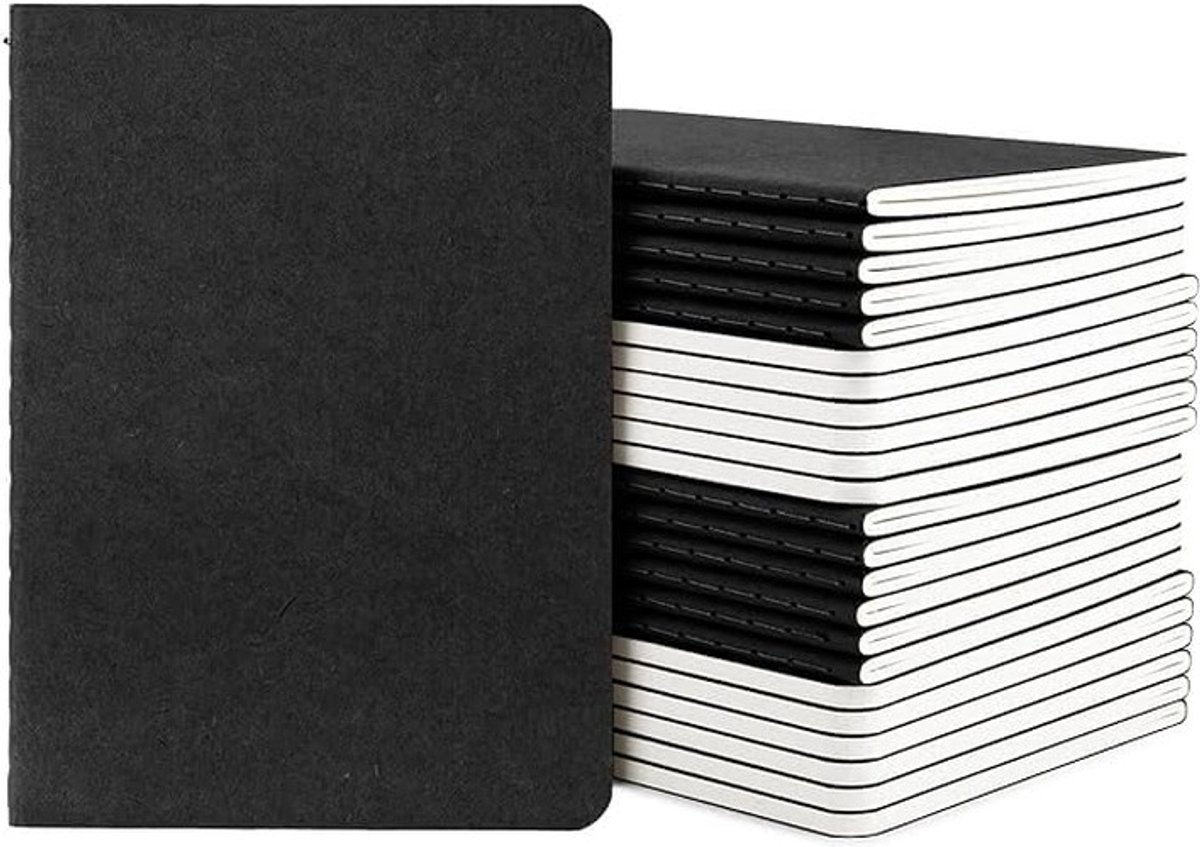 Omgoods - A6 Notitieboek Set van 24 Stuks - Zwart met Ruitjes 5mm